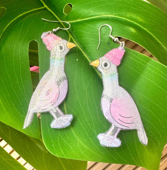 Bird Dangle Earrings.Unique pigeon earrings