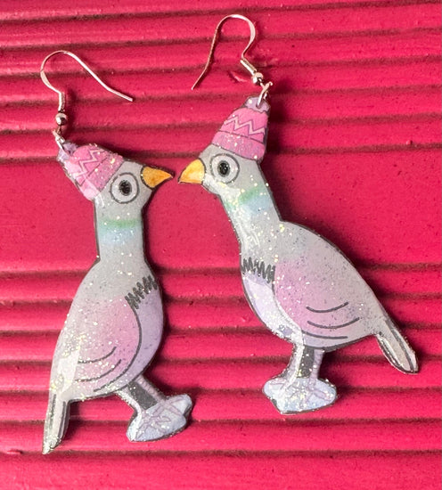 Funky Pigeon dangle earrings