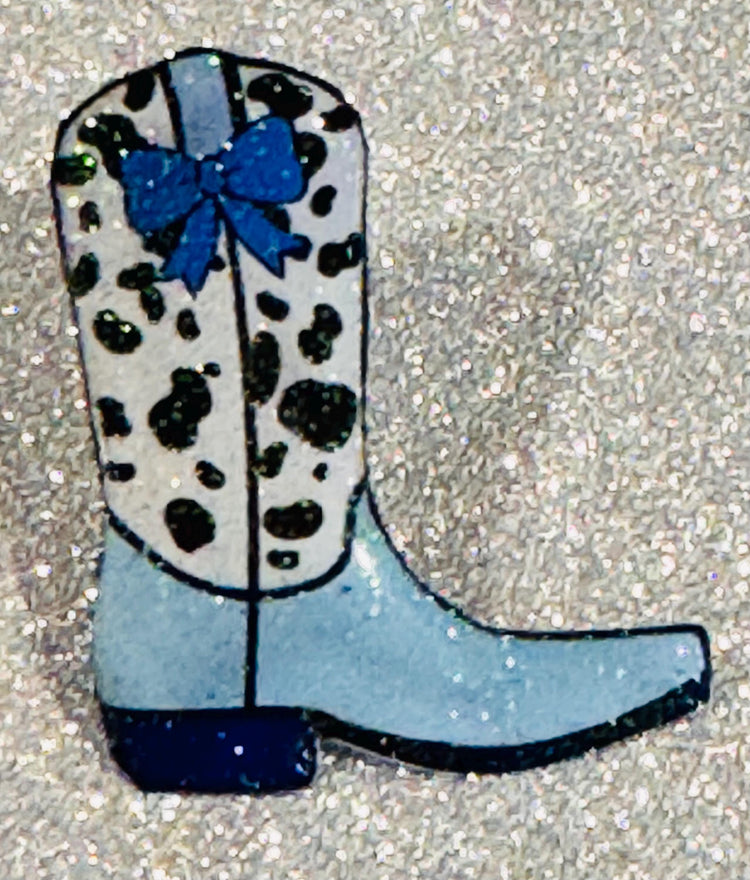 Blue Cowboy boot enamel pin handmade