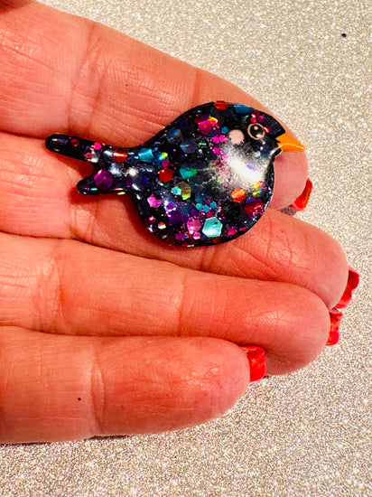 Blackbird handmade from tin cans enamel pin