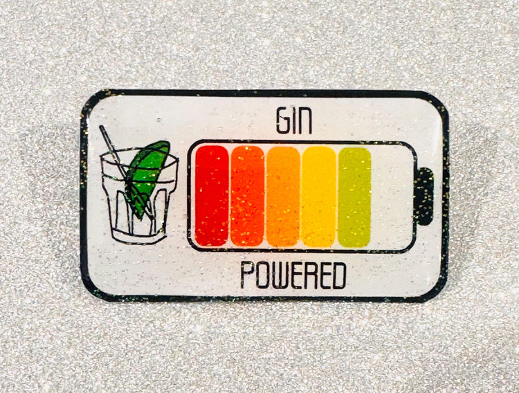 Gin powered pin funny addict gift