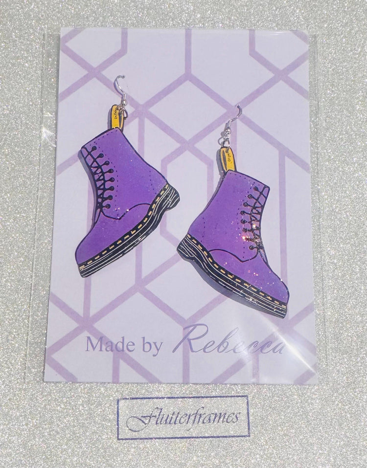 Dr Marten's boot style earrings,lilac