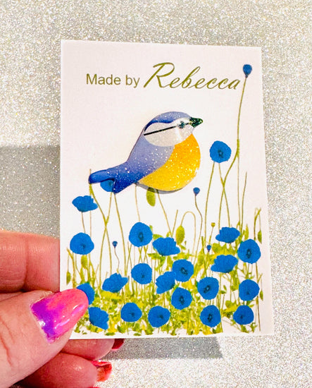 Blue Bluetit  enamel pin. Twitcher gift .Wild life