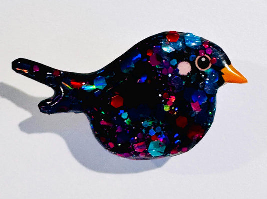 Bird lover gift.Black bird pin