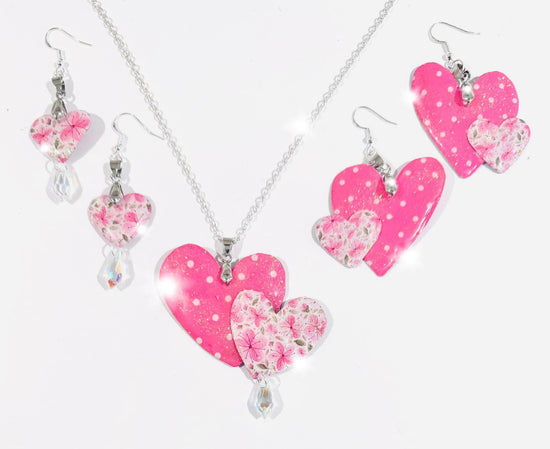 Double Pink heart pendant.