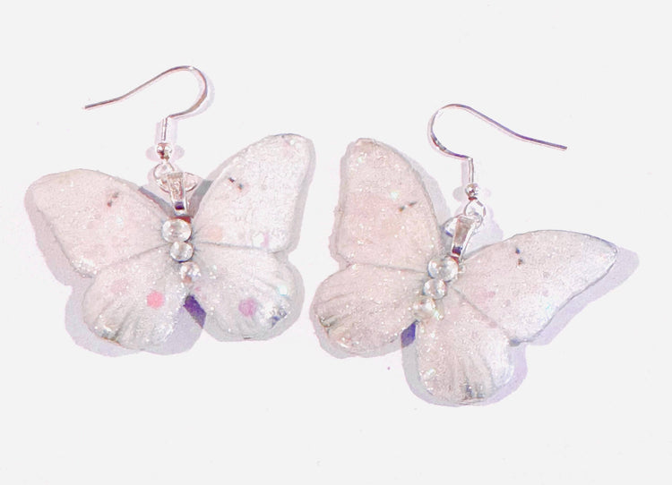 Beautiful white butterfly earrings and pendant set