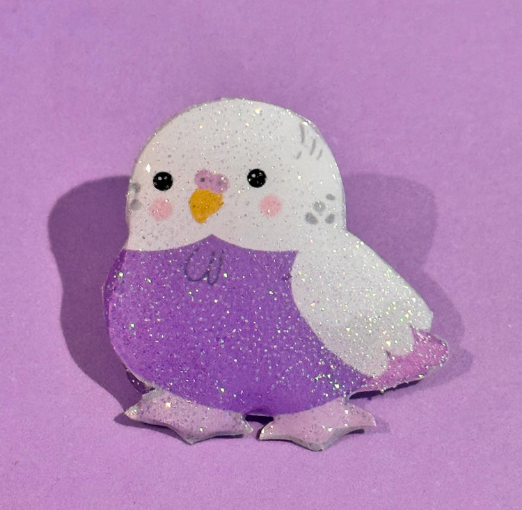 lilac Budgerigar  enamel pins. Budgie pin, brooch