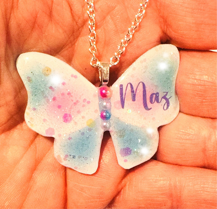 personalised butterfly name pendant