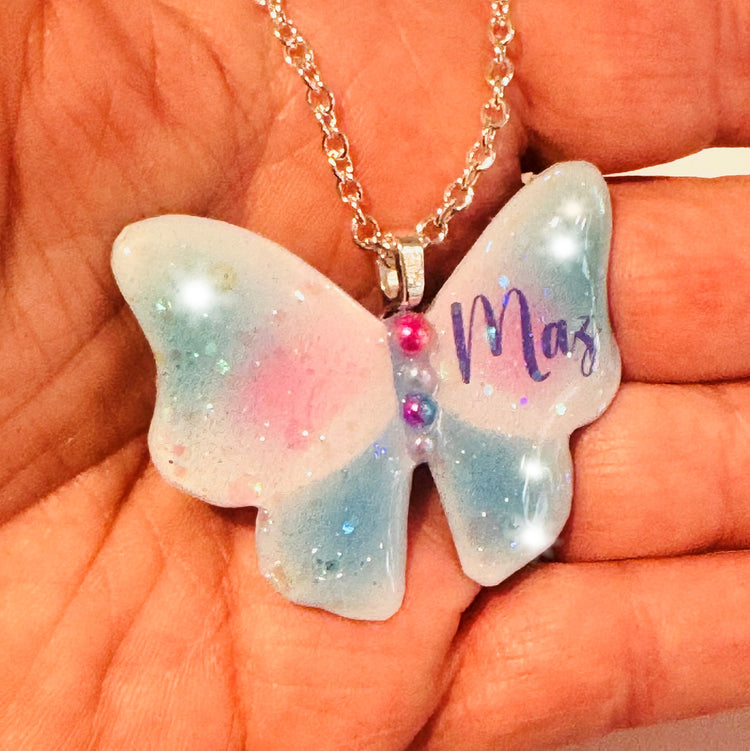 handmade personalised butterfly pendant