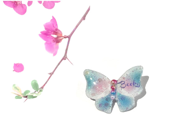 personalised butterfly name pin brooch