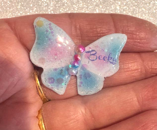 personalised pastel butterfly name pin 