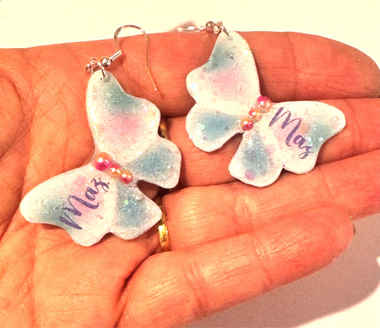 pastel personalised butterfly your name earrings