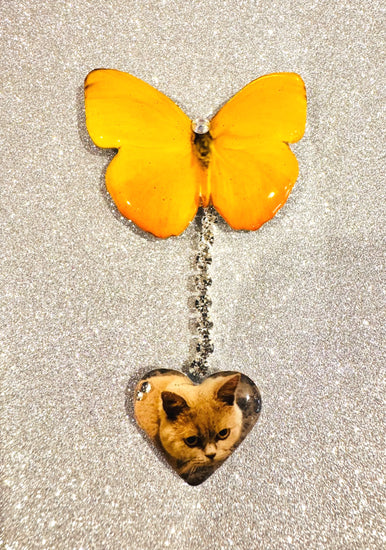  Personalised  photo cat butterfly pin