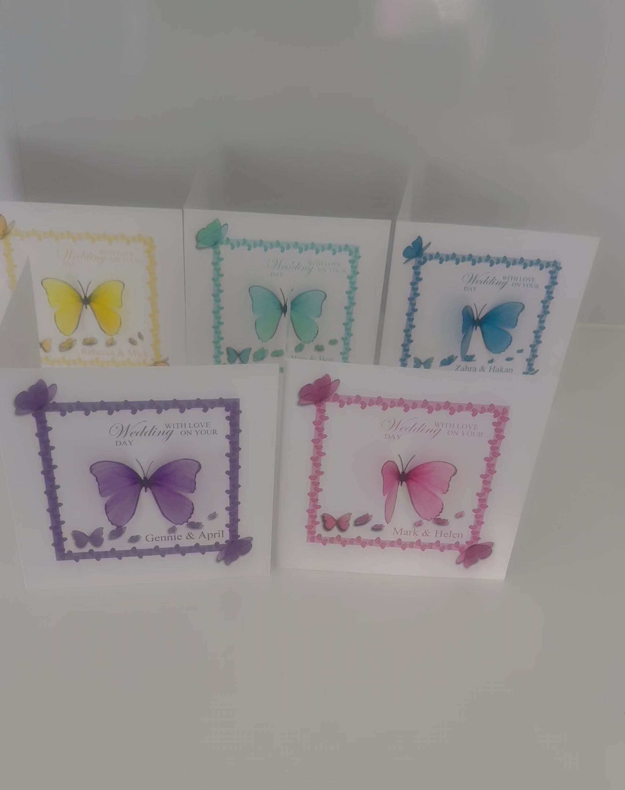 pop up handmade wedding butterfly card