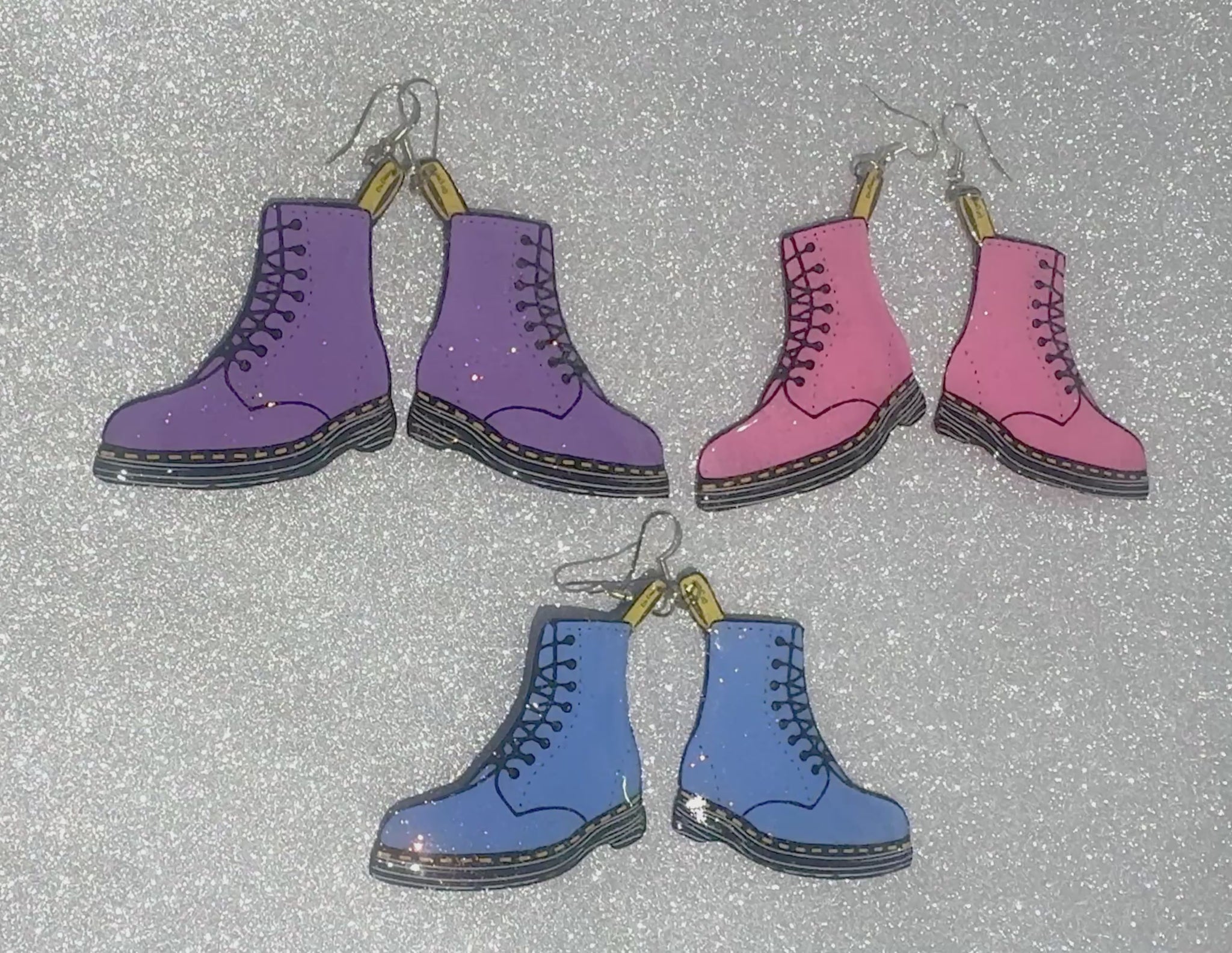 Dr Marten's boot  earrings recycled tin