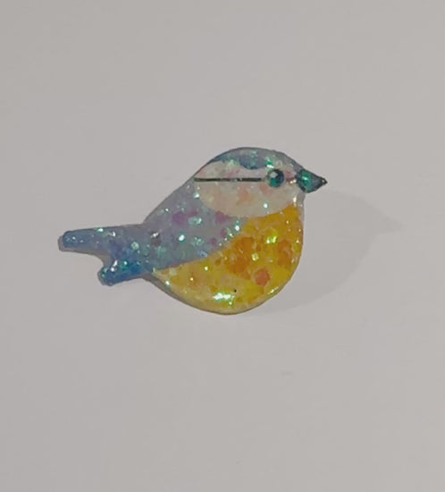  Handmade Bluetit enamel pin from tin cans