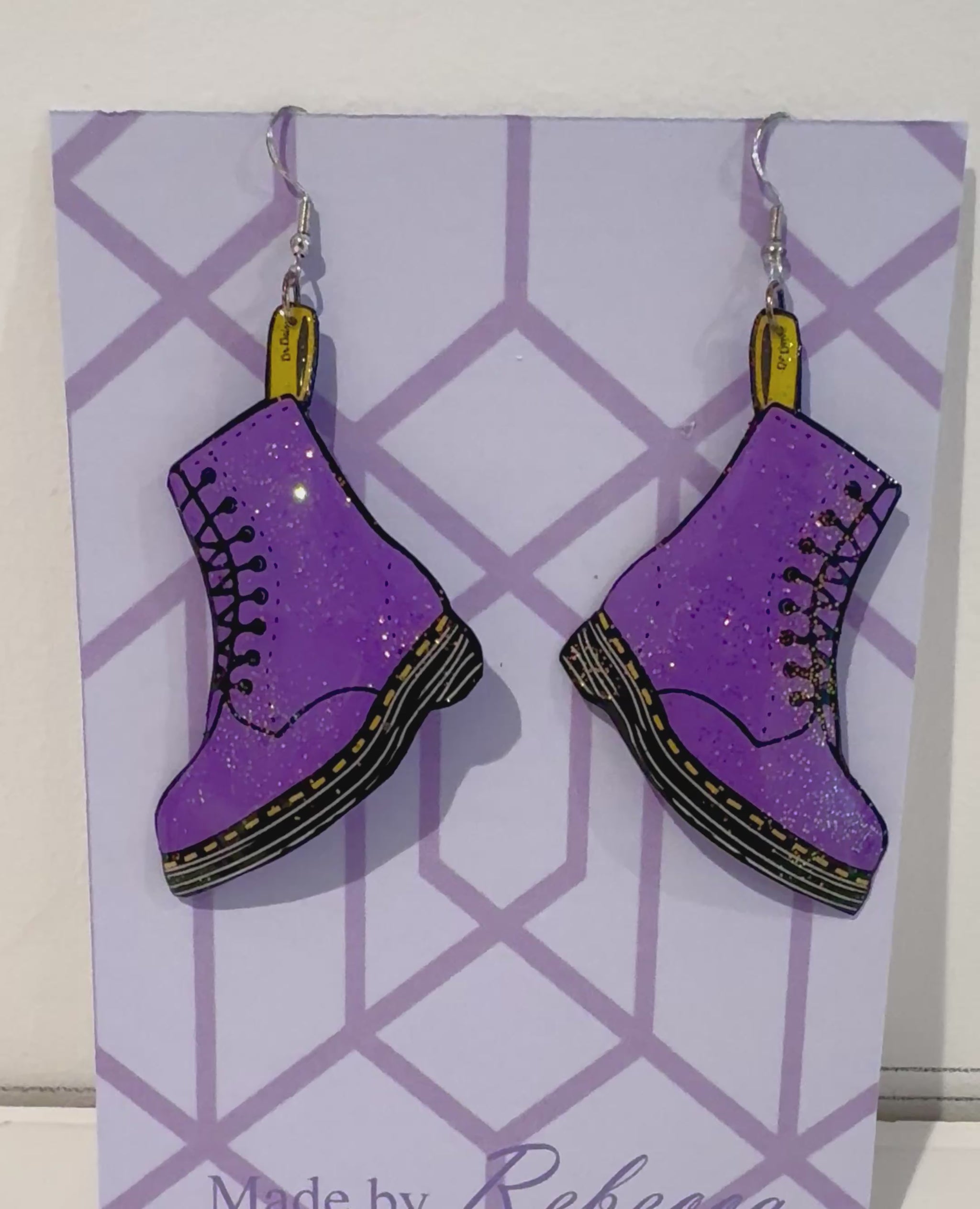 Unusual Lilac Dr Marten earrings