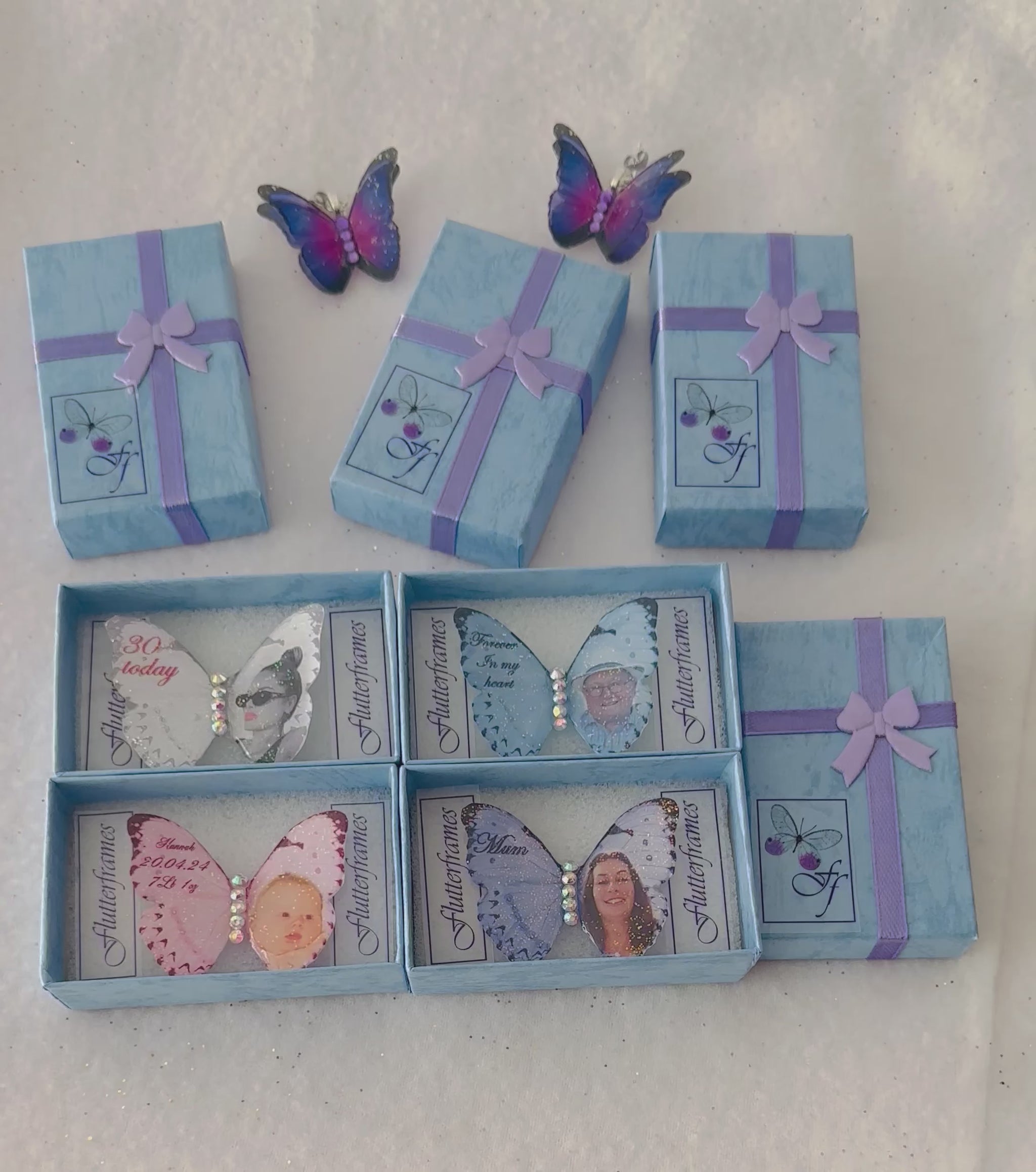 photo personalised resin butterfly brooch