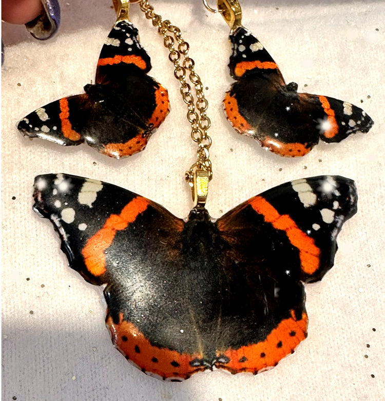 Red Admiral resin  jewellery handmade