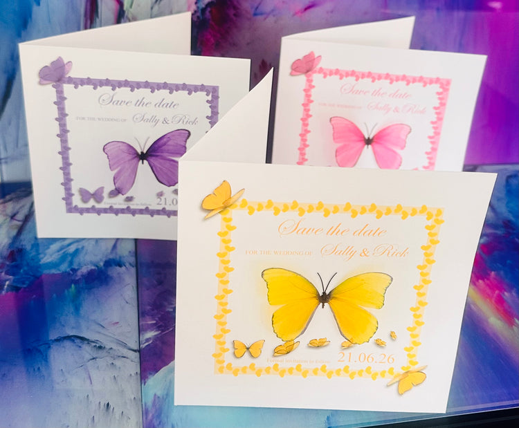 save the date 3d butterfly cards