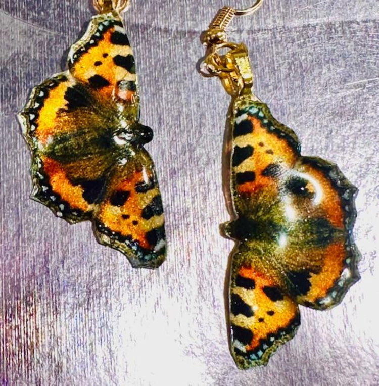 Tortoiseshell  resin butterfly earrings