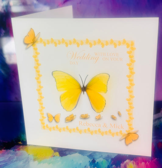 yellow wedding butterfly card