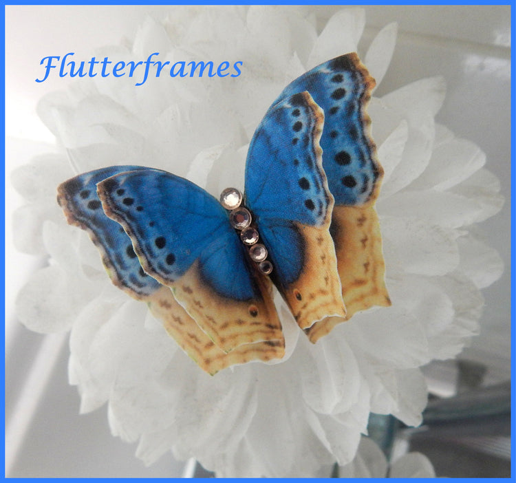 Blue and beige Butterflies,hair accessory, and made butterfly hair clip,  butterflies
