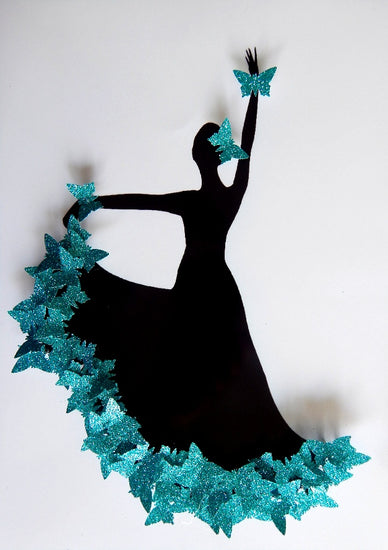 Turquoise  Flamenco dancer framed picture