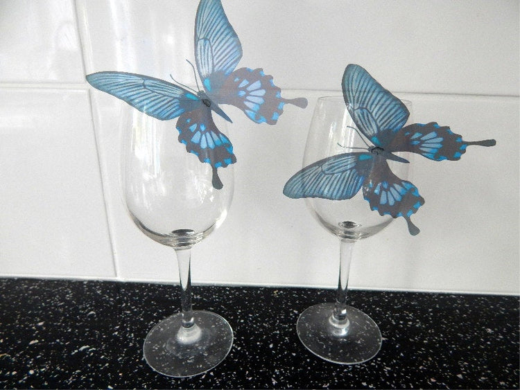 3D Dusky Blue butterflies,Removable Butterflies, home decorations, Wall Art 3D Wall Decal, realistic butterflies, wedding decorations, vase
