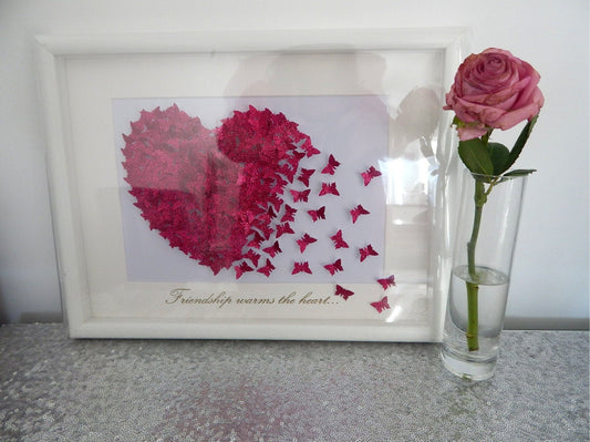 pink butterfly 3d heart picture