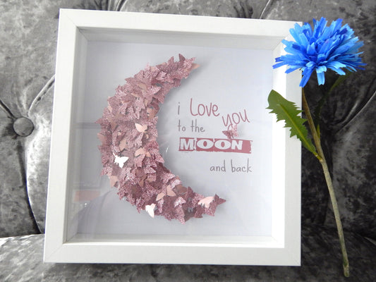 Personalised Picture for girl's room,Love you to the Moon and back,birthday,Christening,child's bedroom,daughter,nursery,baby girl's room