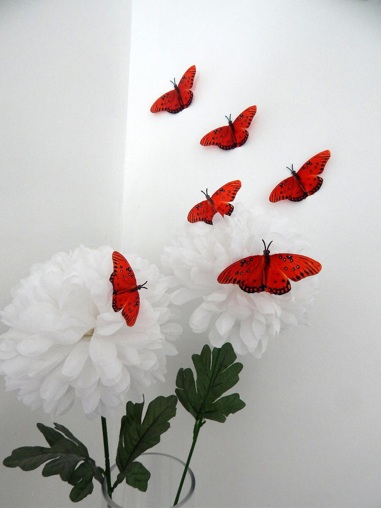 Red natural butterflies,butterfly 3d wall stickers Flower Pot Home Accessories bedroom,garden, bedroom,living room,kitchen,wall art, vase