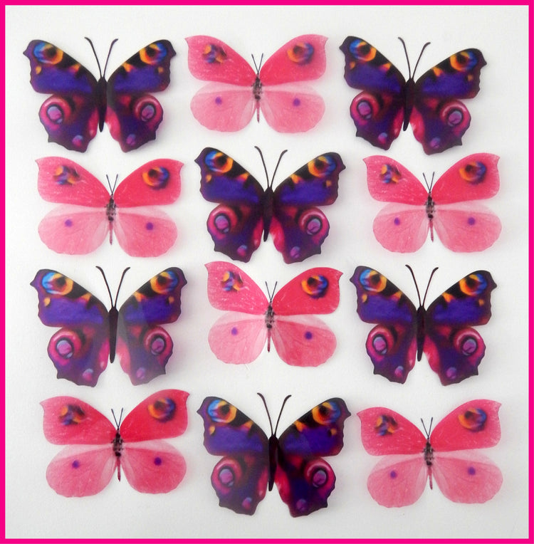 Purple and pink dreamy butterflies, wall art stickers, pretty butterflies for home