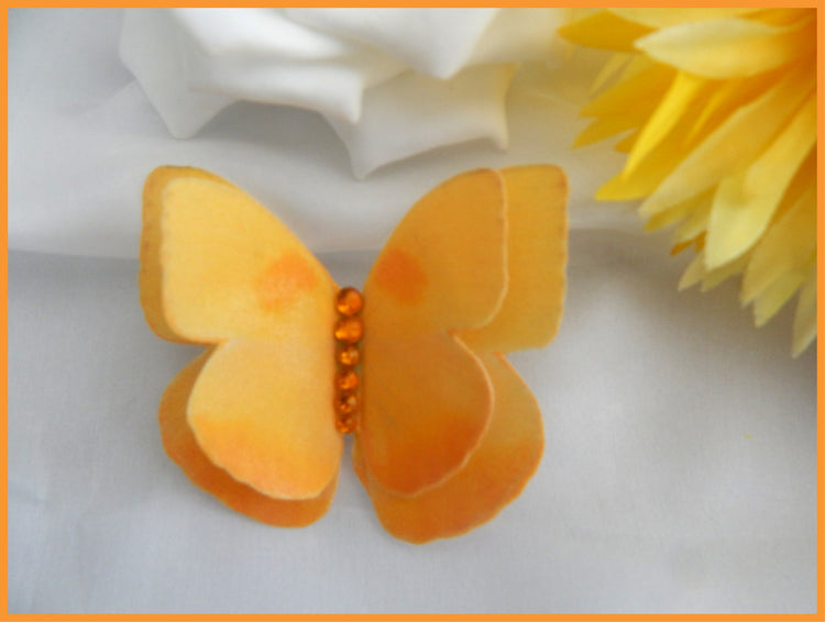 yellow butterfly silk hair clip