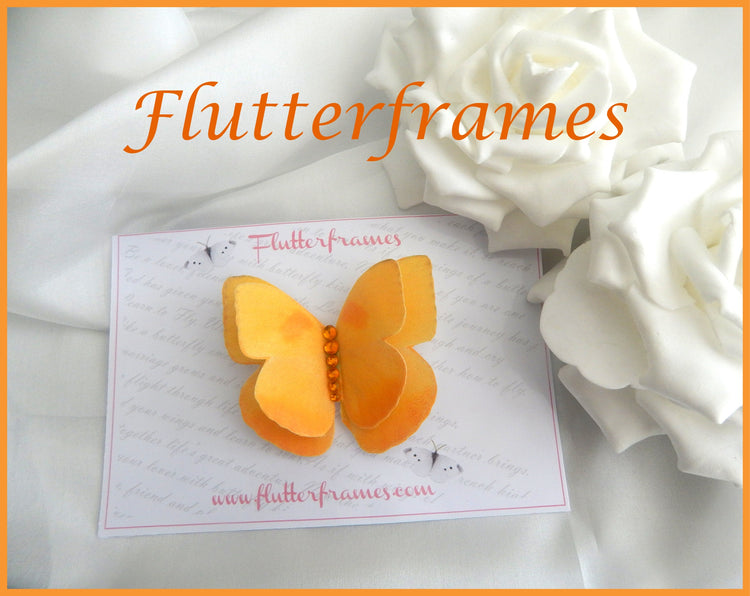 Hand crafted  yellow butterfly silk hair accessory